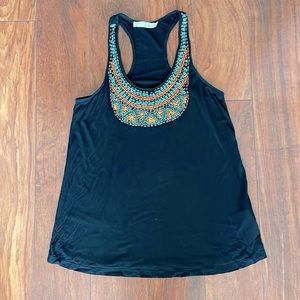 Black Beaded Accent Tank Top XS